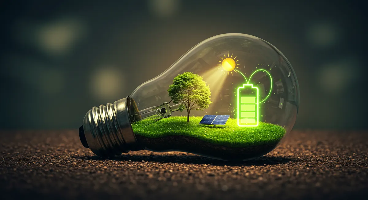 A light bulb with a growing tree