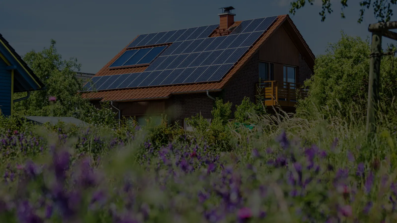 Solar panels on a house roof